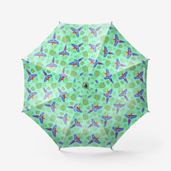 Зонт «тропический узор попугай ара мятный фон»