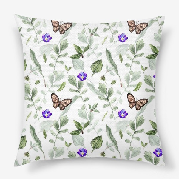 Подушка «Летние травы, цветы и бабочки»