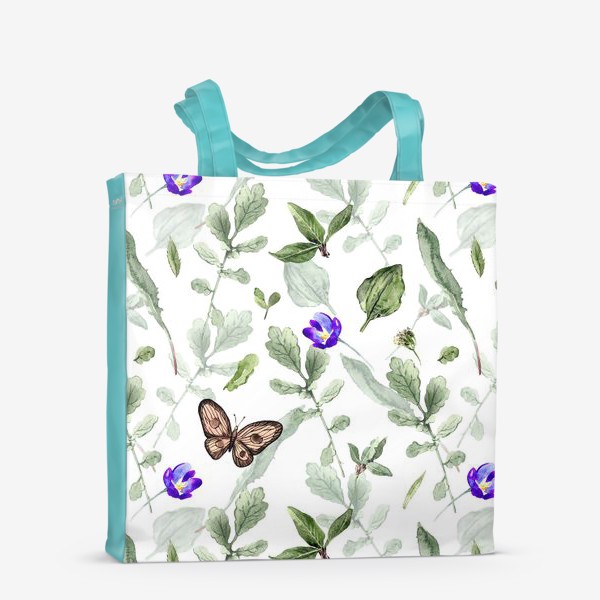 Сумка-шоппер «Летние травы, цветы и бабочки»