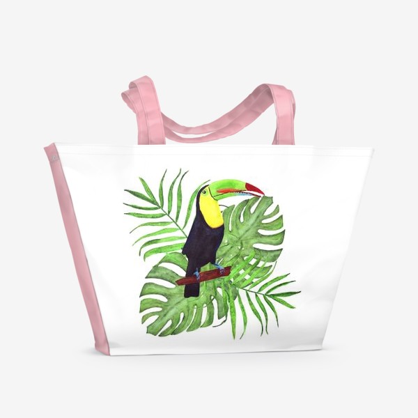 Пляжная сумка «тропический букет с туканом»
