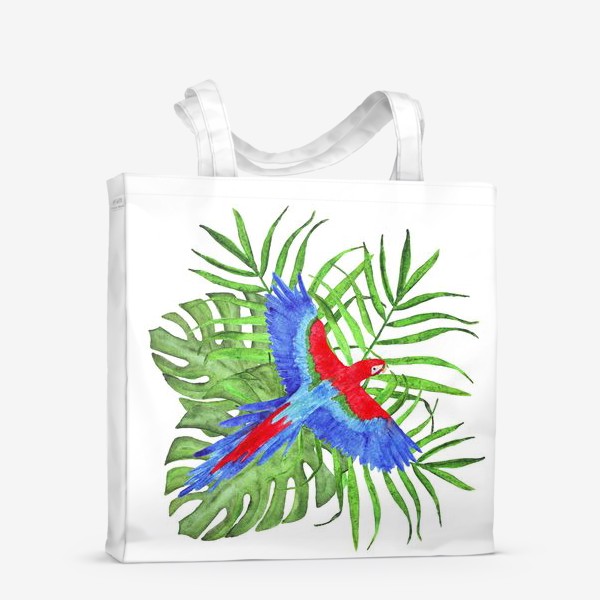 Сумка-шоппер «тропический букет с попугаем ара»