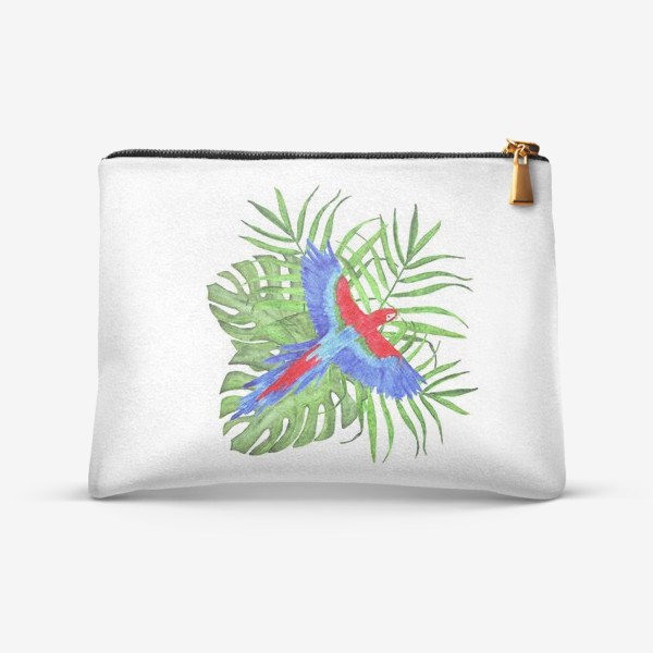 Косметичка «тропический букет с попугаем ара»