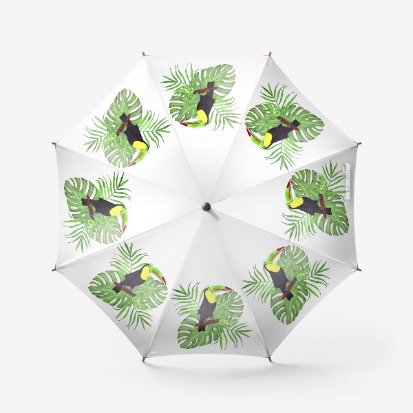 Зонт «тропический букет с туканом»