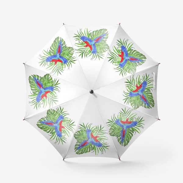 Зонт «тропический букет с попугаем ара»