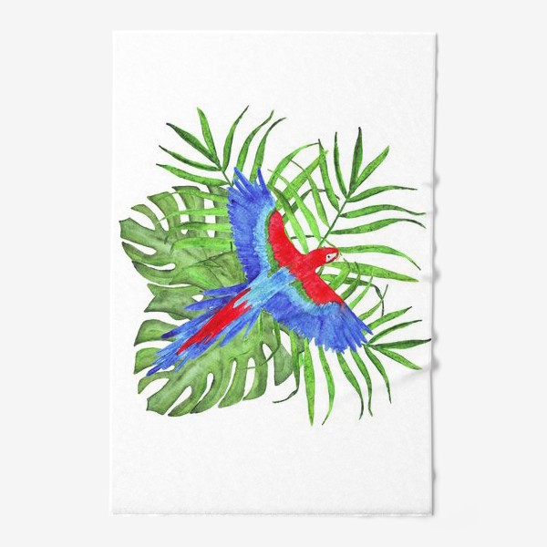 Полотенце «тропический букет с попугаем ара»