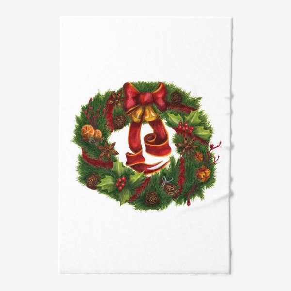 Полотенце &laquo;Рождественский венок Christmas wreath Ар нуво&raquo;