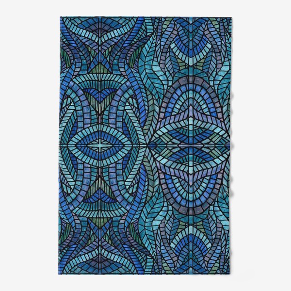 Полотенце &laquo;Голубая геометрическая мозаика Ар нуво&raquo;