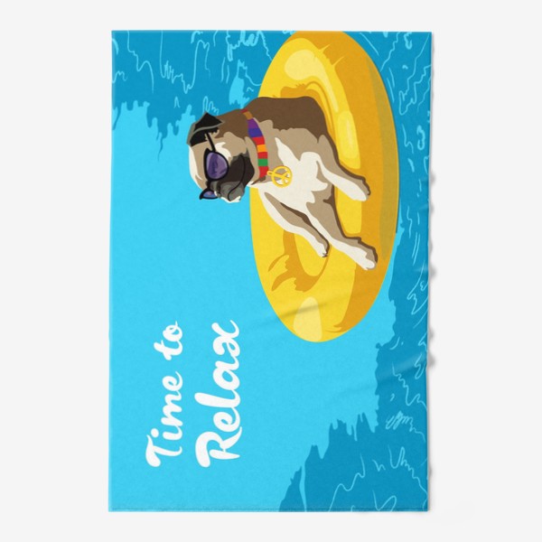 Полотенце «Мопс в бассейне»