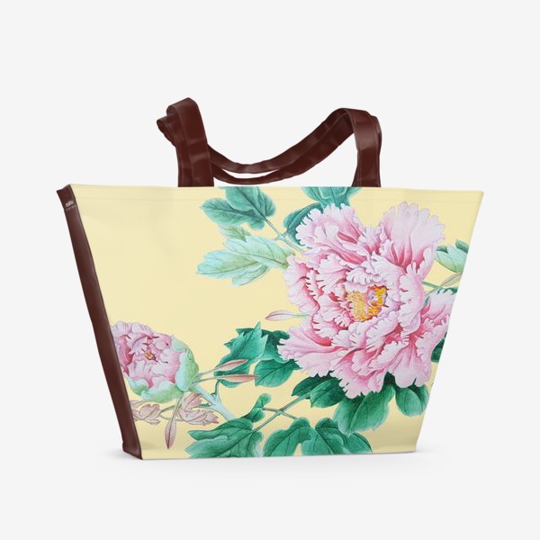 Пляжная сумка «Пионы в японском стиле»