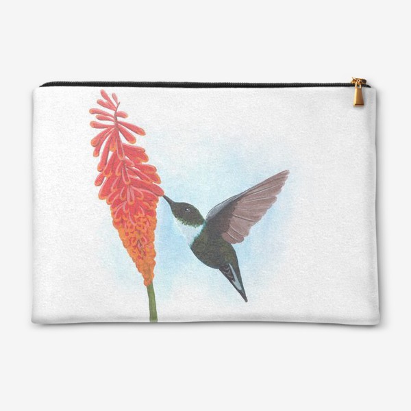 Косметичка «Птица колибри с цветком»