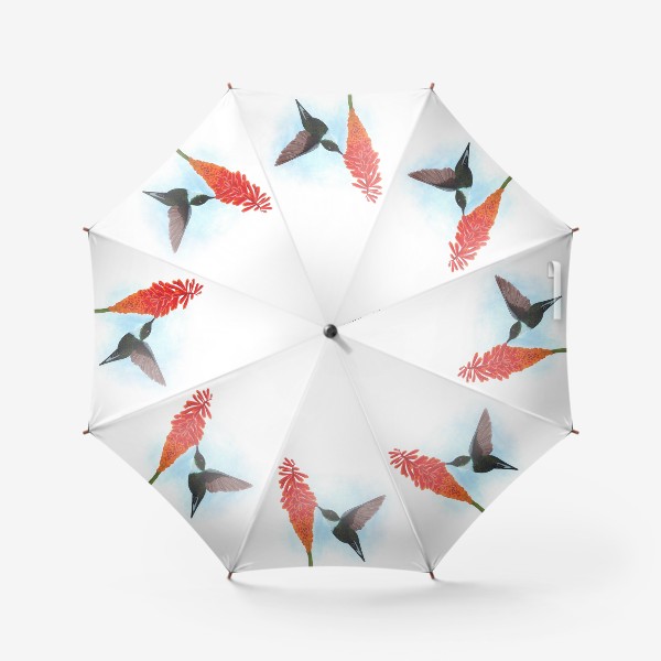 Зонт «Птица колибри с цветком»