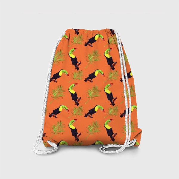 Рюкзак «тропический узор 2 туканы оранжевый »