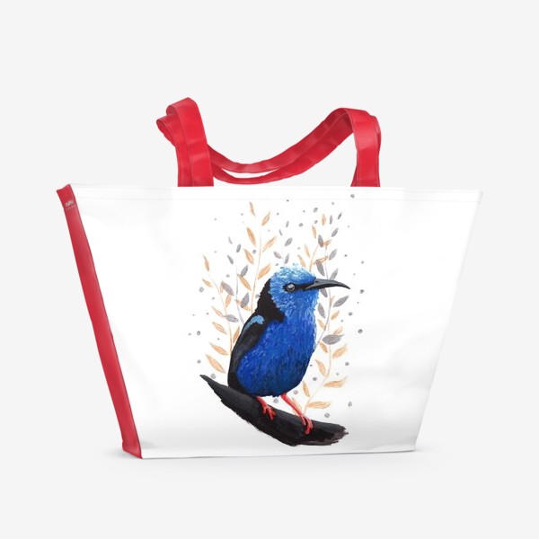Пляжная сумка «Птица бирюзовая танагра-медосос»