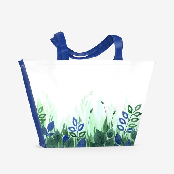 Пляжная сумка &laquo;акварель зеленая трава&raquo;