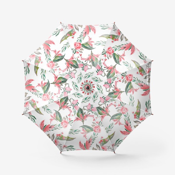 Зонт &laquo;Цветы на белом&raquo;