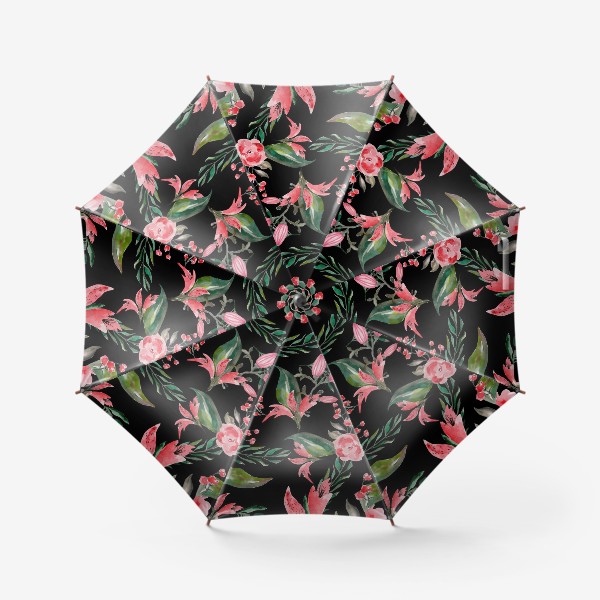 Зонт &laquo;Цветы на черном&raquo;
