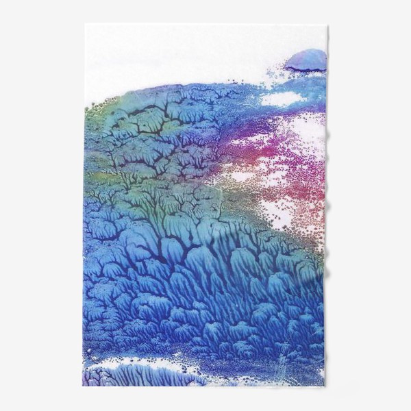 Полотенце «Акварельная абстракция в розово-синих цветах»