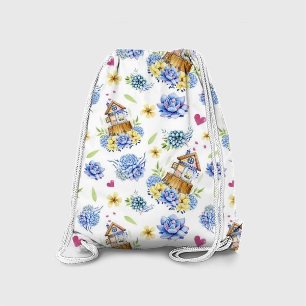 Рюкзак «Цветочный узор с домиком»