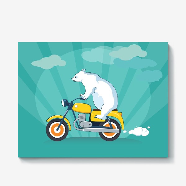 Холст «Медведь на мотоцикле»