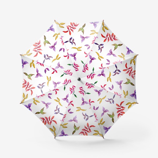 Зонт &laquo;Акварельные нежные яркие разноцветные листья на белом фоне&raquo;