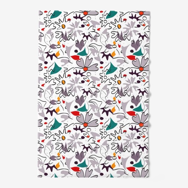 Полотенце «Абстрактный геометрический разноцветный узор с пастельными лепестками, цветами и формами»