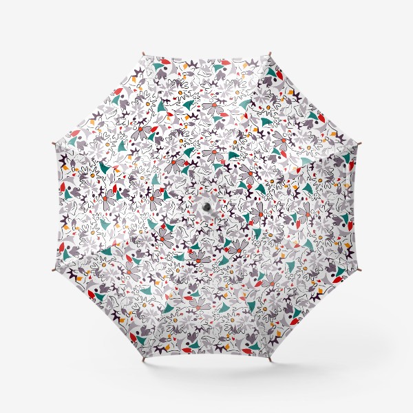 Зонт &laquo;Абстрактный геометрический разноцветный узор с пастельными лепестками, цветами и формами&raquo;