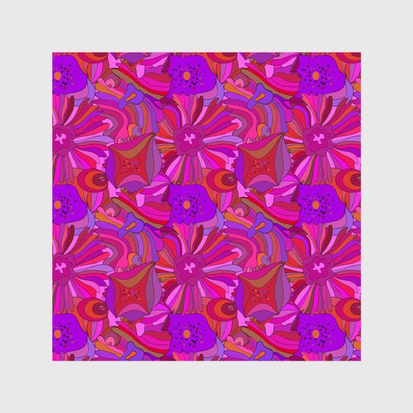 Шторы &laquo;Абстрактный геометрический розовый. фиолетовый, сиреневый узор с экзотическими лепестками и формами&raquo;