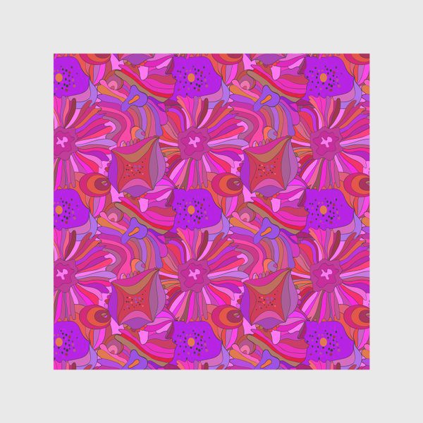 Скатерть &laquo;Абстрактный геометрический розовый. фиолетовый, сиреневый узор с экзотическими лепестками и формами&raquo;