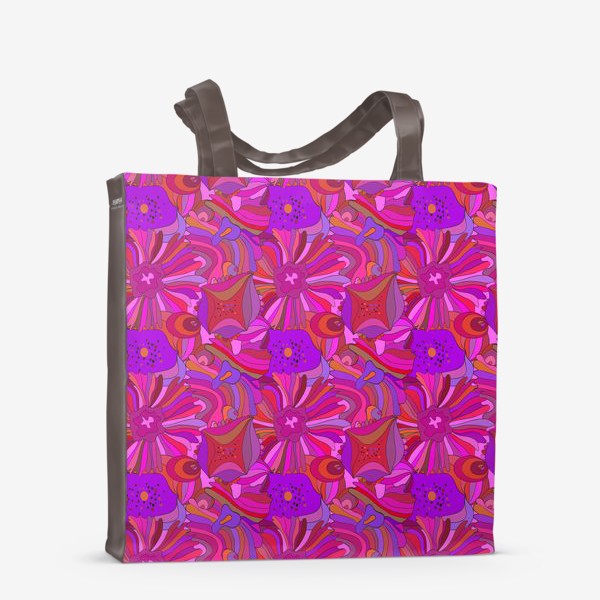 Сумка-шоппер &laquo;Абстрактный геометрический розовый. фиолетовый, сиреневый узор с экзотическими лепестками и формами&raquo;