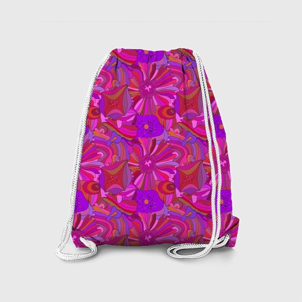 Рюкзак «Абстрактный геометрический розовый. фиолетовый, сиреневый узор с экзотическими лепестками и формами»