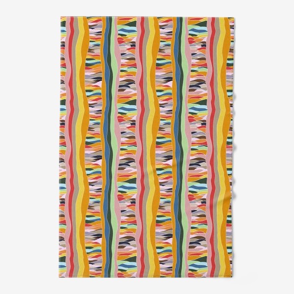 Полотенце &laquo;Абстрактный геометрический разноцветный узор с яркими волнистыми линиями &raquo;