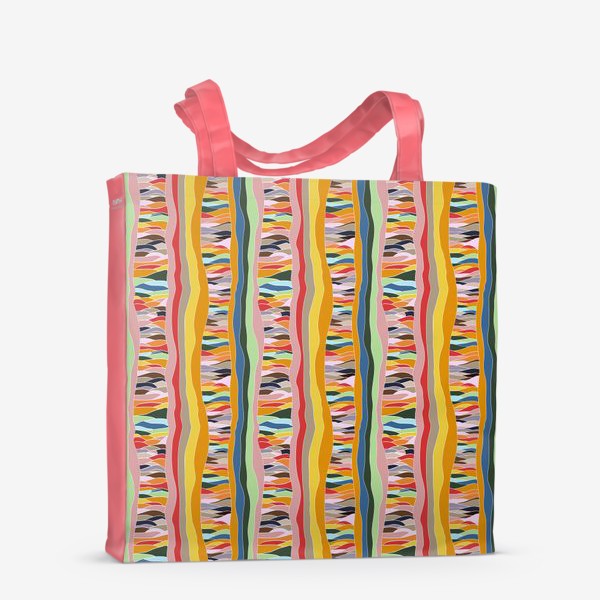 Сумка-шоппер &laquo;Абстрактный геометрический разноцветный узор с яркими волнистыми линиями &raquo;