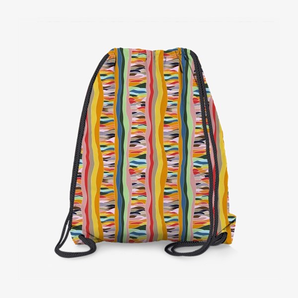 Рюкзак «Абстрактный геометрический разноцветный узор с яркими волнистыми линиями »