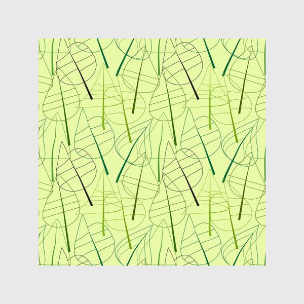 Шторы &laquo;Зеленый свктлый фон с овбсрактными листьями, нарисованные только линиями&raquo;