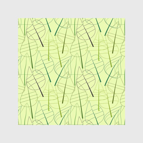 Скатерть &laquo;Зеленый свктлый фон с овбсрактными листьями, нарисованные только линиями&raquo;