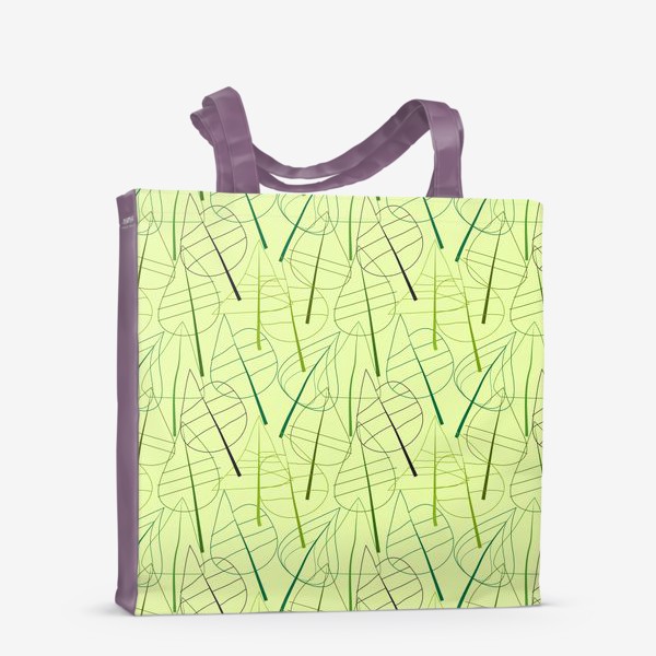 Сумка-шоппер &laquo;Зеленый свктлый фон с овбсрактными листьями, нарисованные только линиями&raquo;