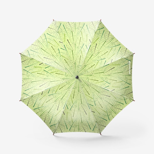 Зонт «Зеленый свктлый фон с овбсрактными листьями, нарисованные только линиями»