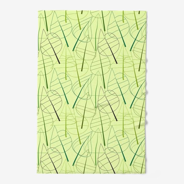 Полотенце &laquo;Зеленый свктлый фон с овбсрактными листьями, нарисованные только линиями&raquo;