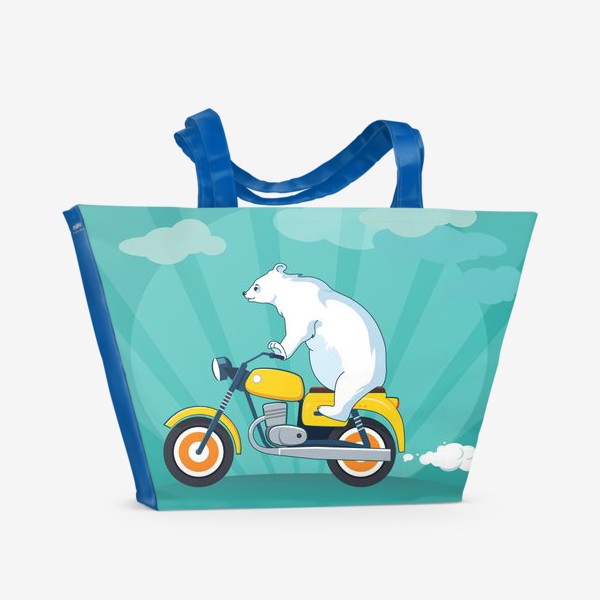 Пляжная сумка «Медведь на мотоцикле»
