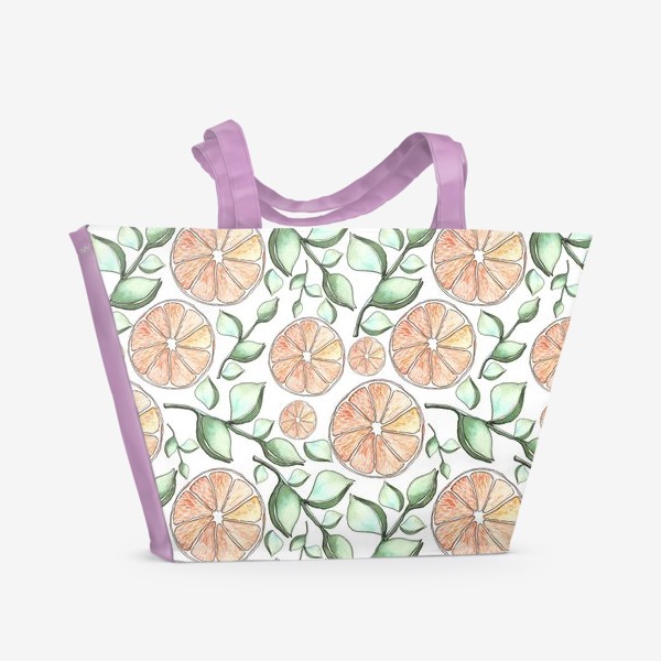 Пляжная сумка «Апельсины и листочки»