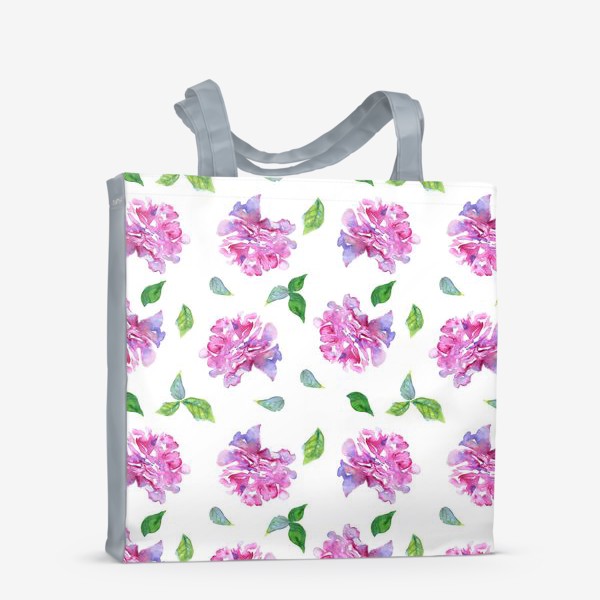 Сумка-шоппер &laquo;Акварельные нежные фиолетоавые цветы Пионы и листья на белом фоне&raquo;