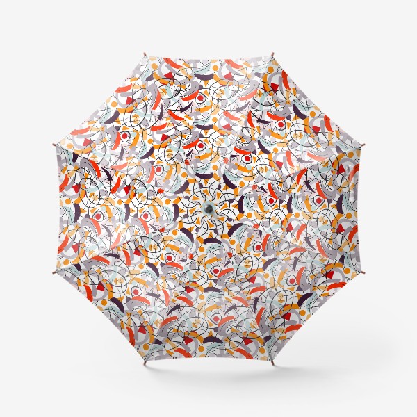Зонт «Абстрактный разноцветный узор в серой, розовой и растельной гамме с обтекаемыми мягкими формами.»