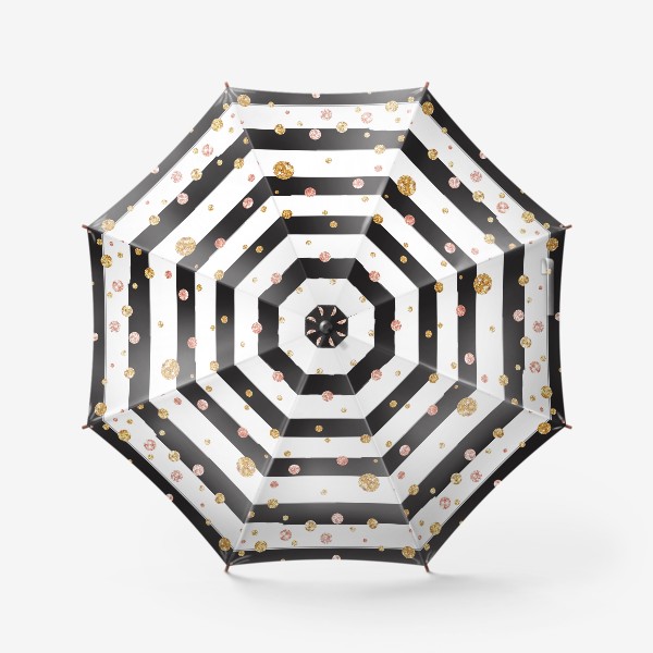 Зонт «Черные полоски и глиттер»