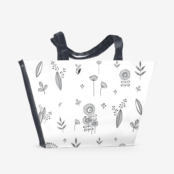 Пляжная сумка «Грграфика цветы и травы»