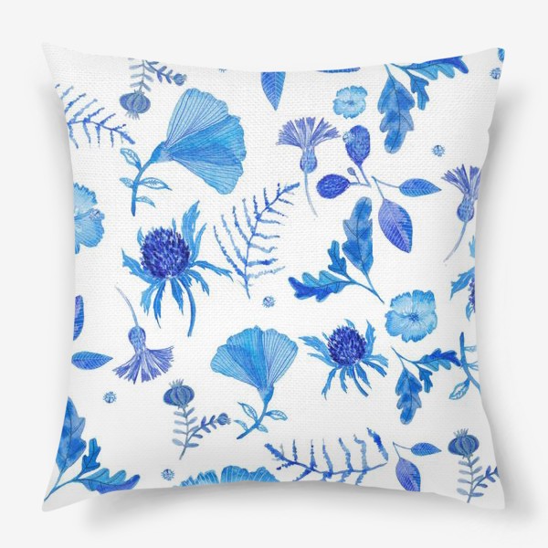 Подушка «Синие цветы (паттерн)»