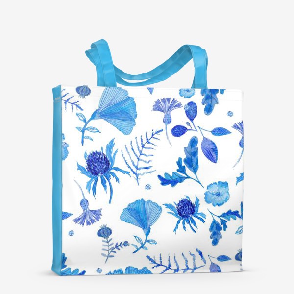 Сумка-шоппер &laquo;Синие цветы (паттерн)&raquo;