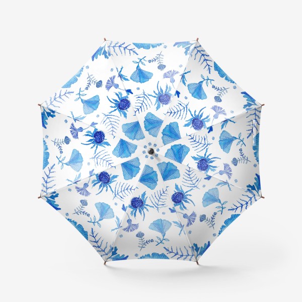 Зонт &laquo;Синие цветы (паттерн)&raquo;