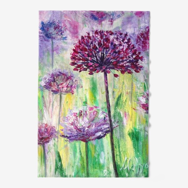 Полотенце «Полевые фиолетовые цветы, написанные акрилом на холсте»