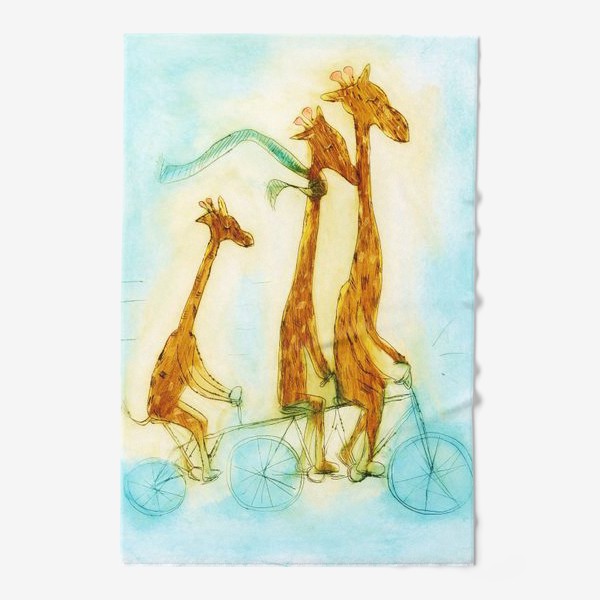 Полотенце «жирафы на велосипеде»