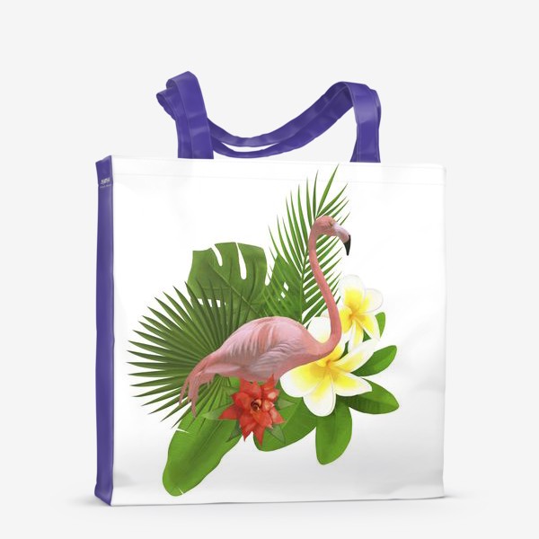 Сумка-шоппер «Розовый фламинго в пальмовых листах»